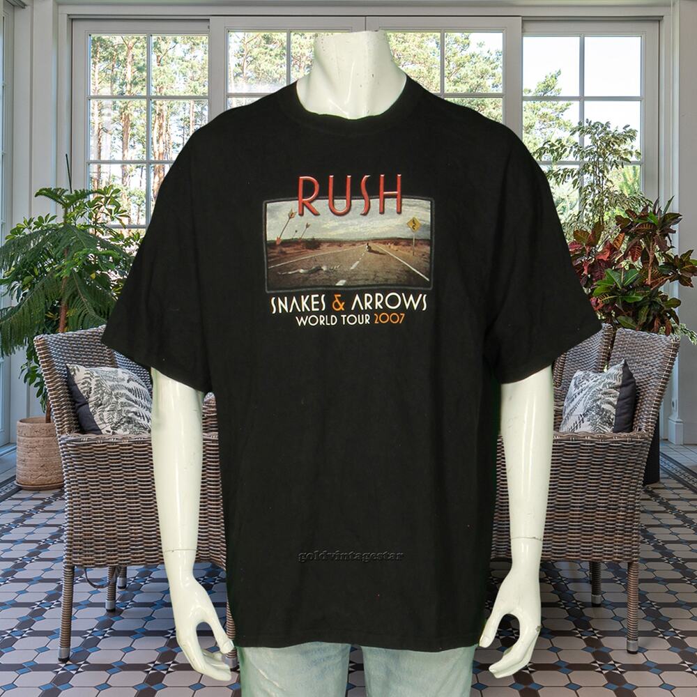 Y2K Vintage Rush Snakes & Arrows World Tour 2007 Concert Band T Shirt Tee XL